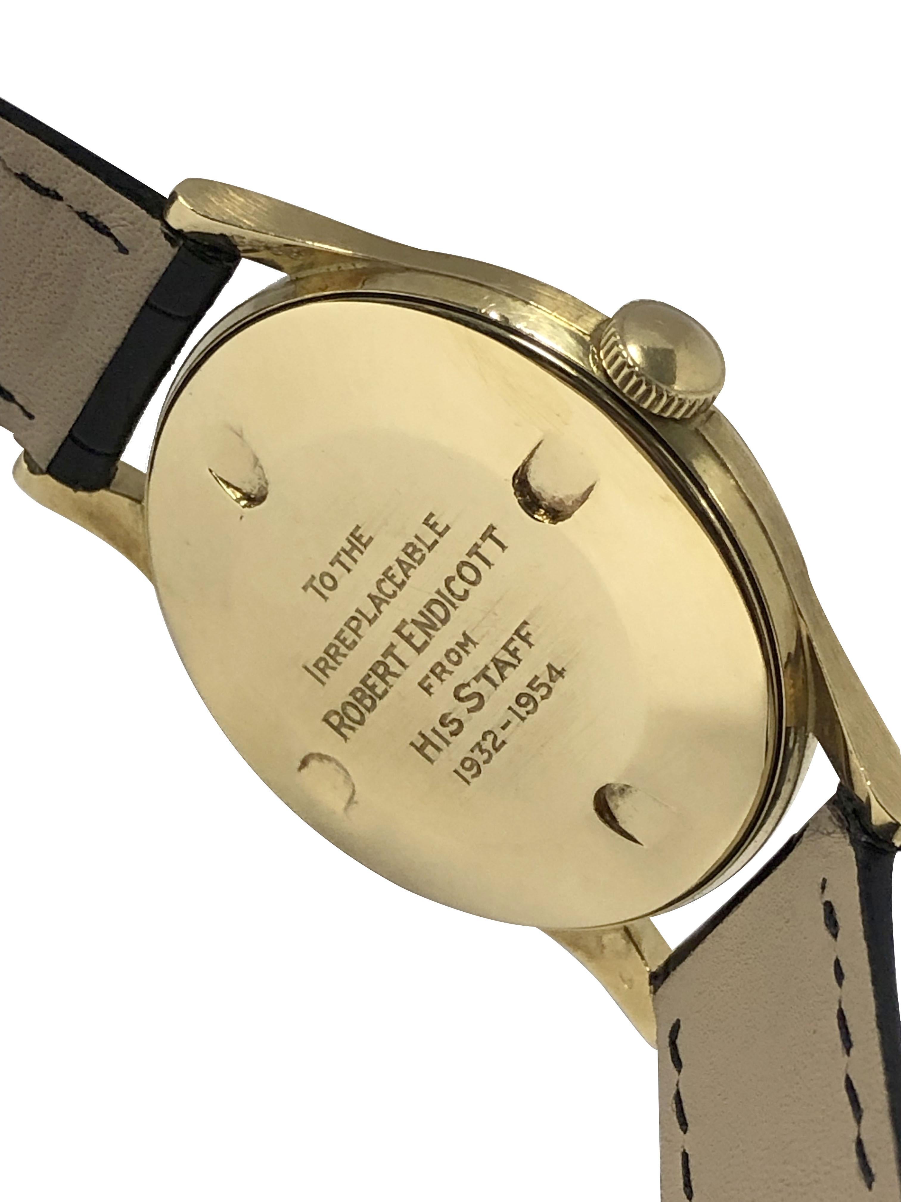 Women's or Men's Cartier EWC Vintage Large Yellow Gold Mechanical Wrist Watch For Sale