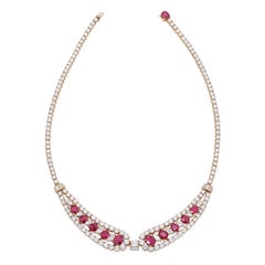 Cartier Exceptional Ruby and Diamond High Jewelry Necklace in 18K Yellow Gold