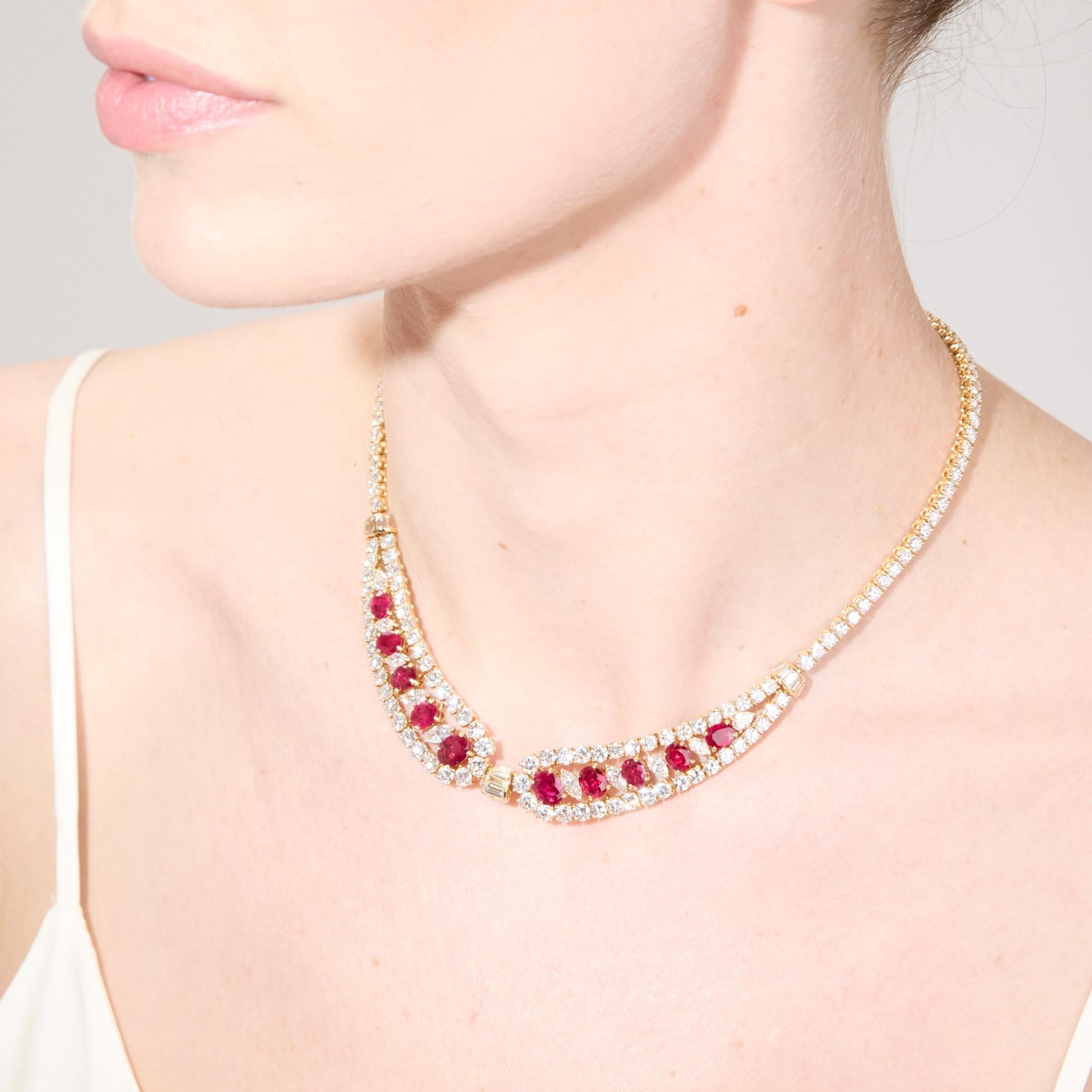 Women's Cartier Exceptional Ruby and Diamond High Jewelry Necklace in 18K Yellow Gold For Sale