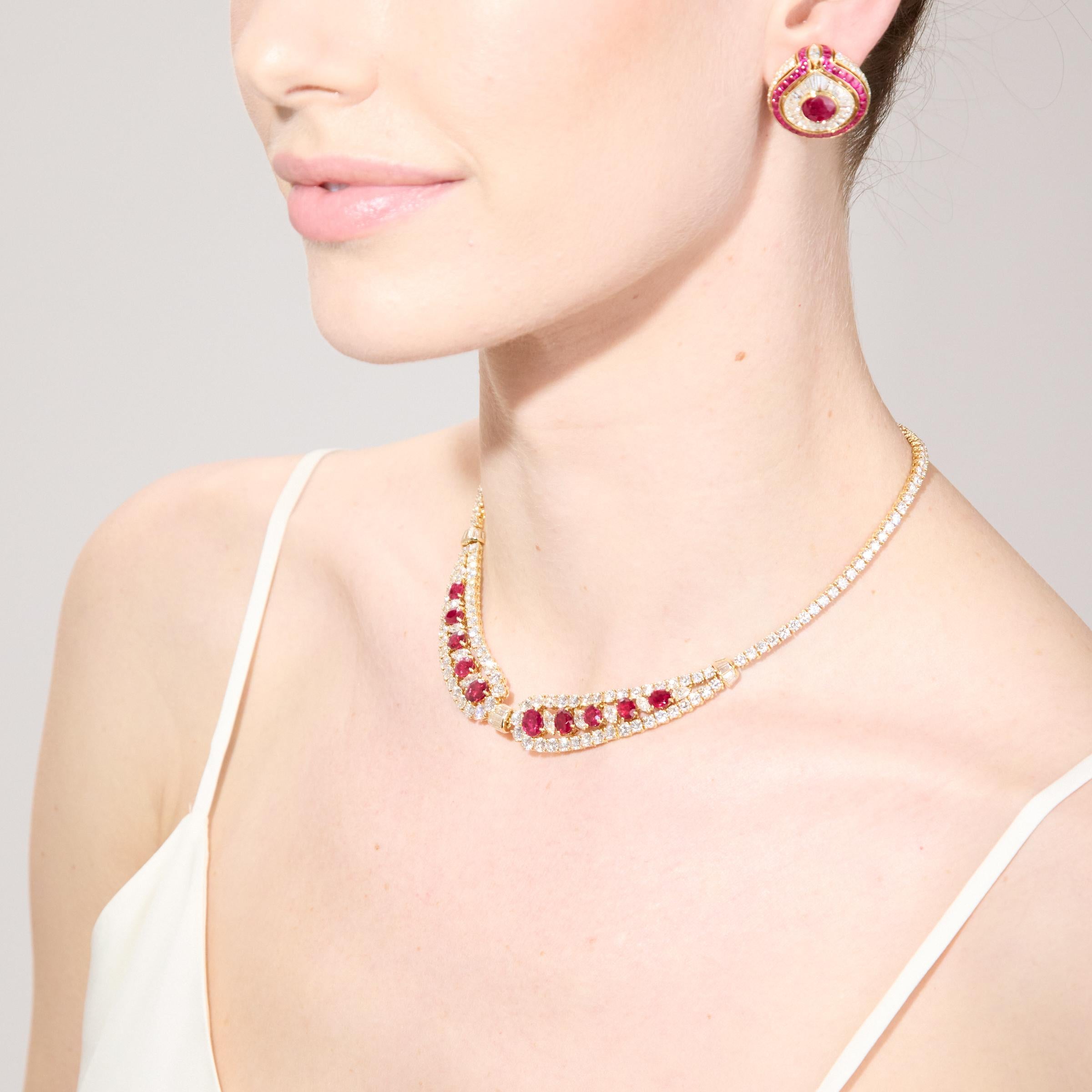 Cartier Exceptional Ruby and Diamond High Jewelry Necklace in 18K Yellow Gold For Sale 2