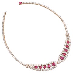 Cartier Außergewöhnliche Rubin- und Diamant-Hohe Schmuck-Halskette aus 18 Karat Gelbgold