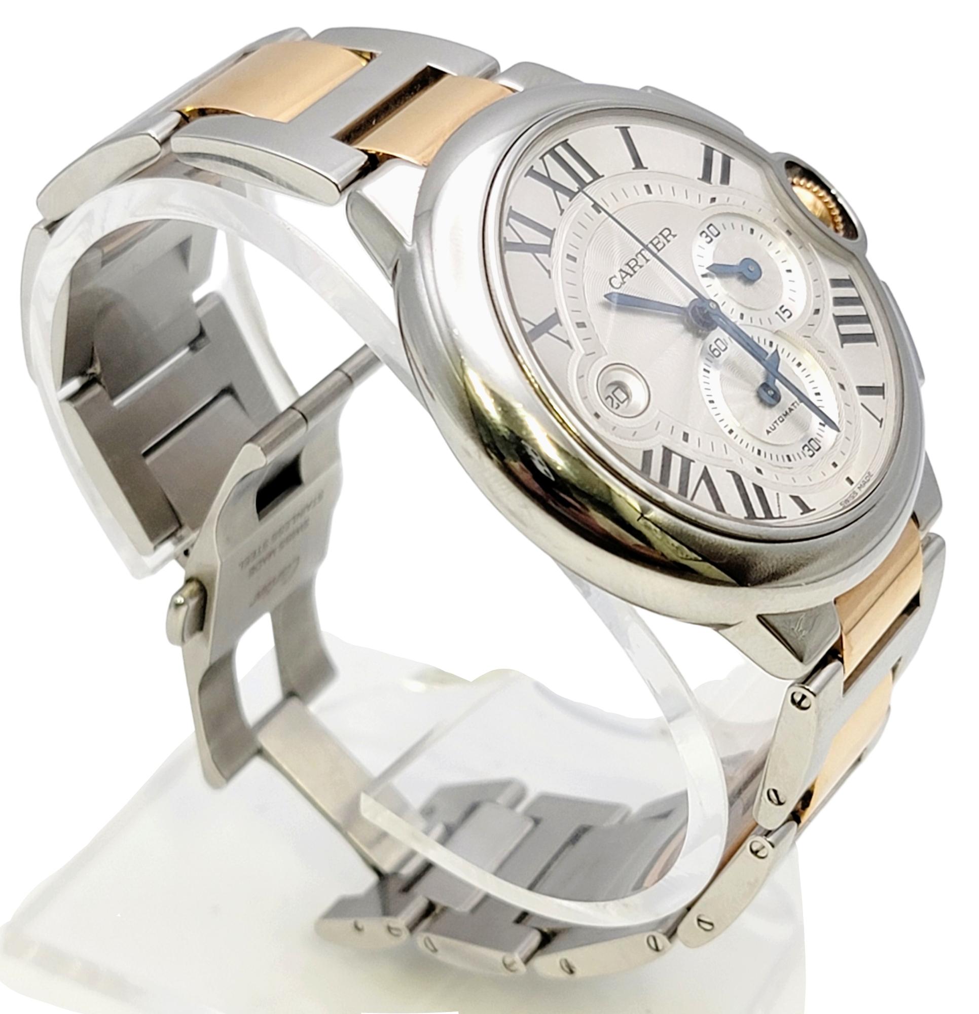 Cartier Extra Large Ballon Bleu De Cartier Stainless Steel and Rose Gold Watch For Sale 3