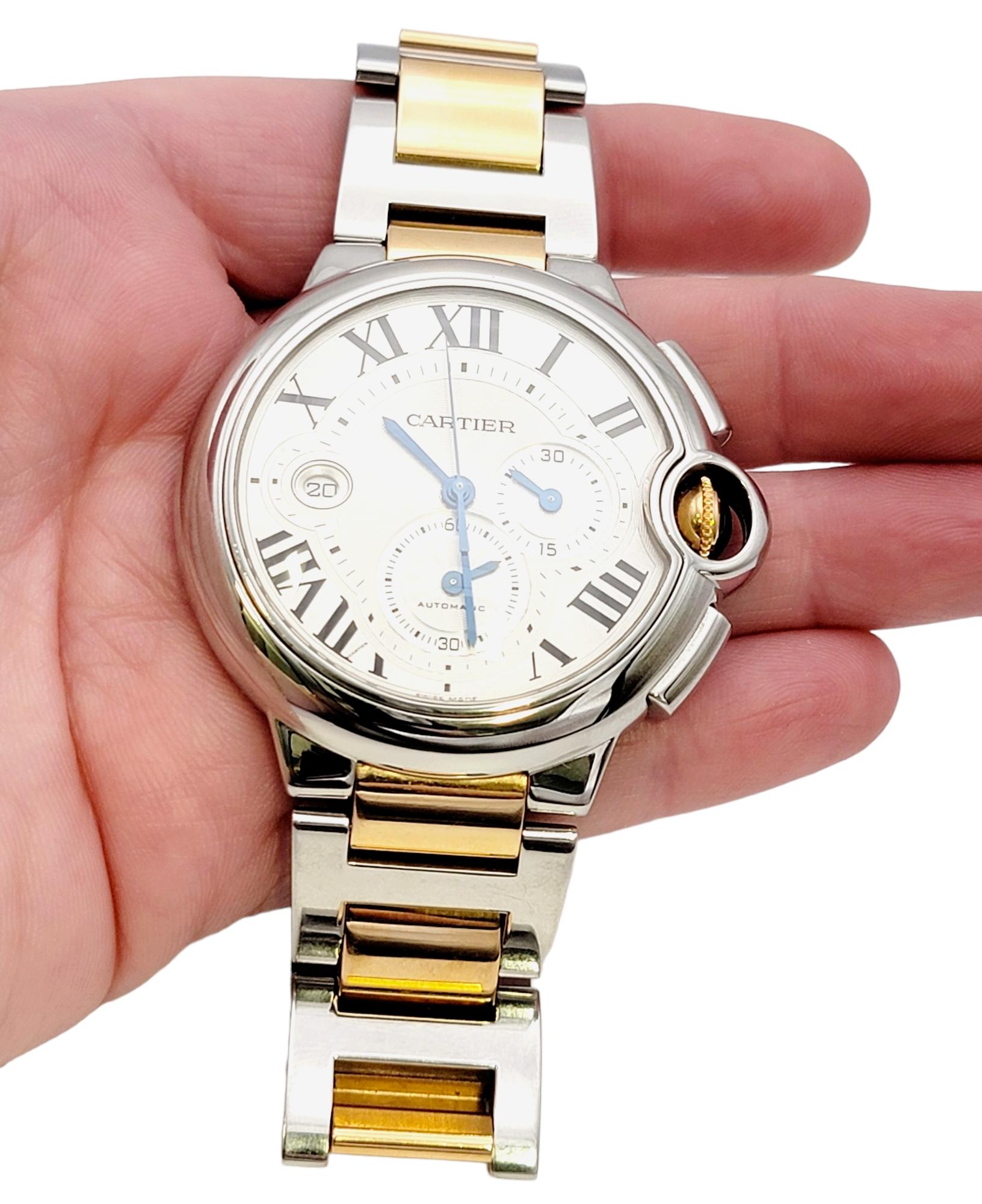 Cartier Extra Large Ballon Bleu De Cartier Stainless Steel and Rose Gold Watch For Sale 4