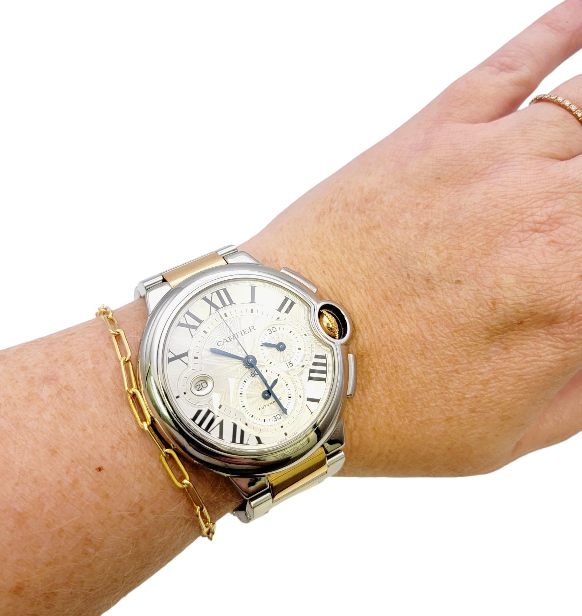Cartier Extra Large Ballon Bleu De Cartier Stainless Steel and Rose Gold Watch For Sale 5