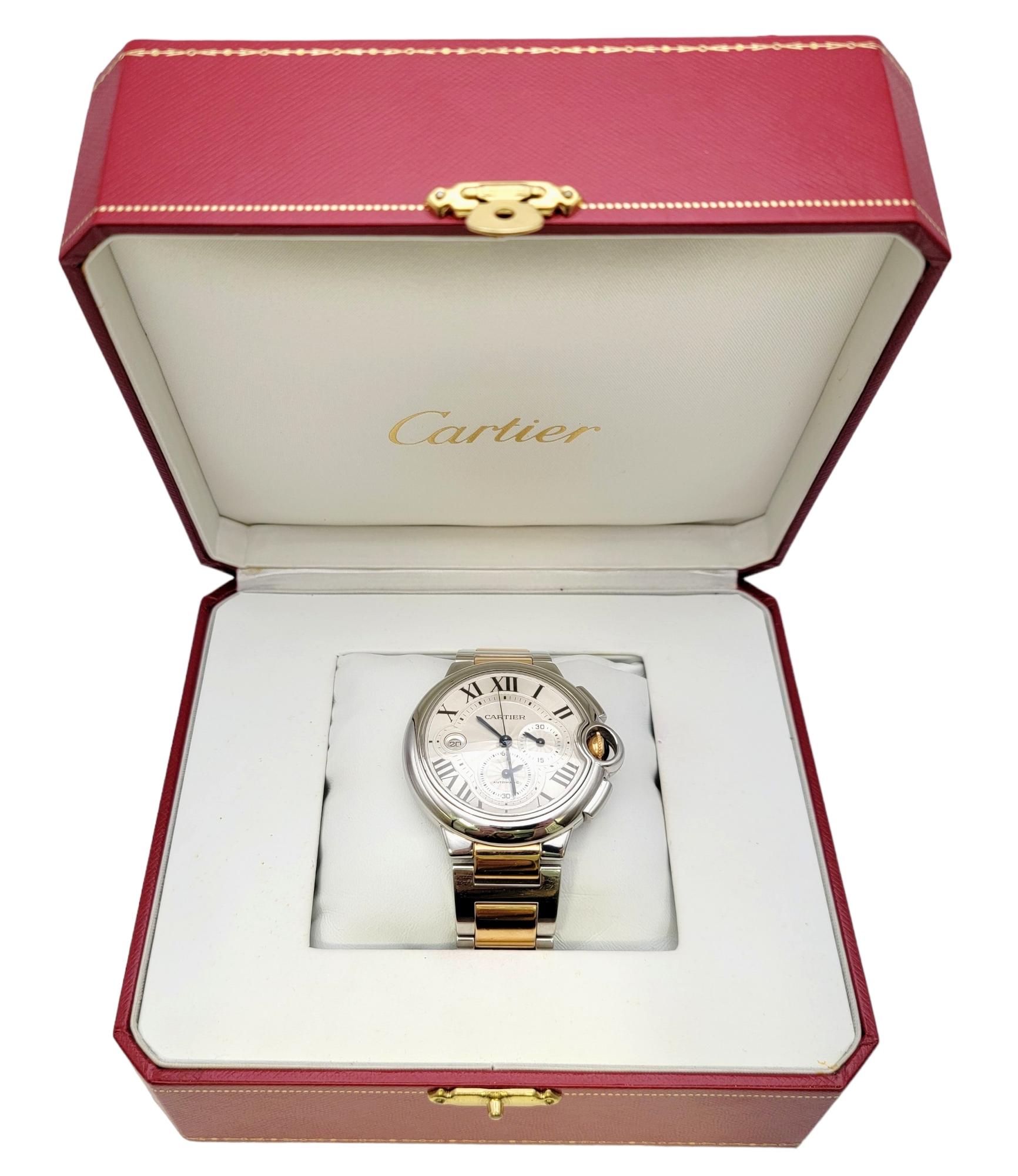 Cartier Extra große Ballon Bleu De Cartier Uhr aus Edelstahl und Roségold im Angebot 9