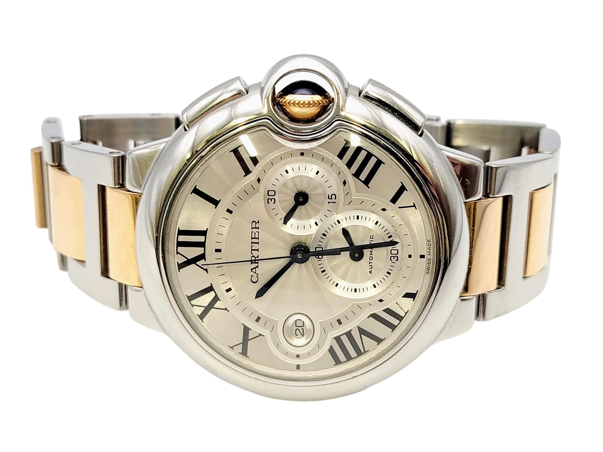 Cartier Extra große Ballon Bleu De Cartier Uhr aus Edelstahl und Roségold (Zeitgenössisch) im Angebot