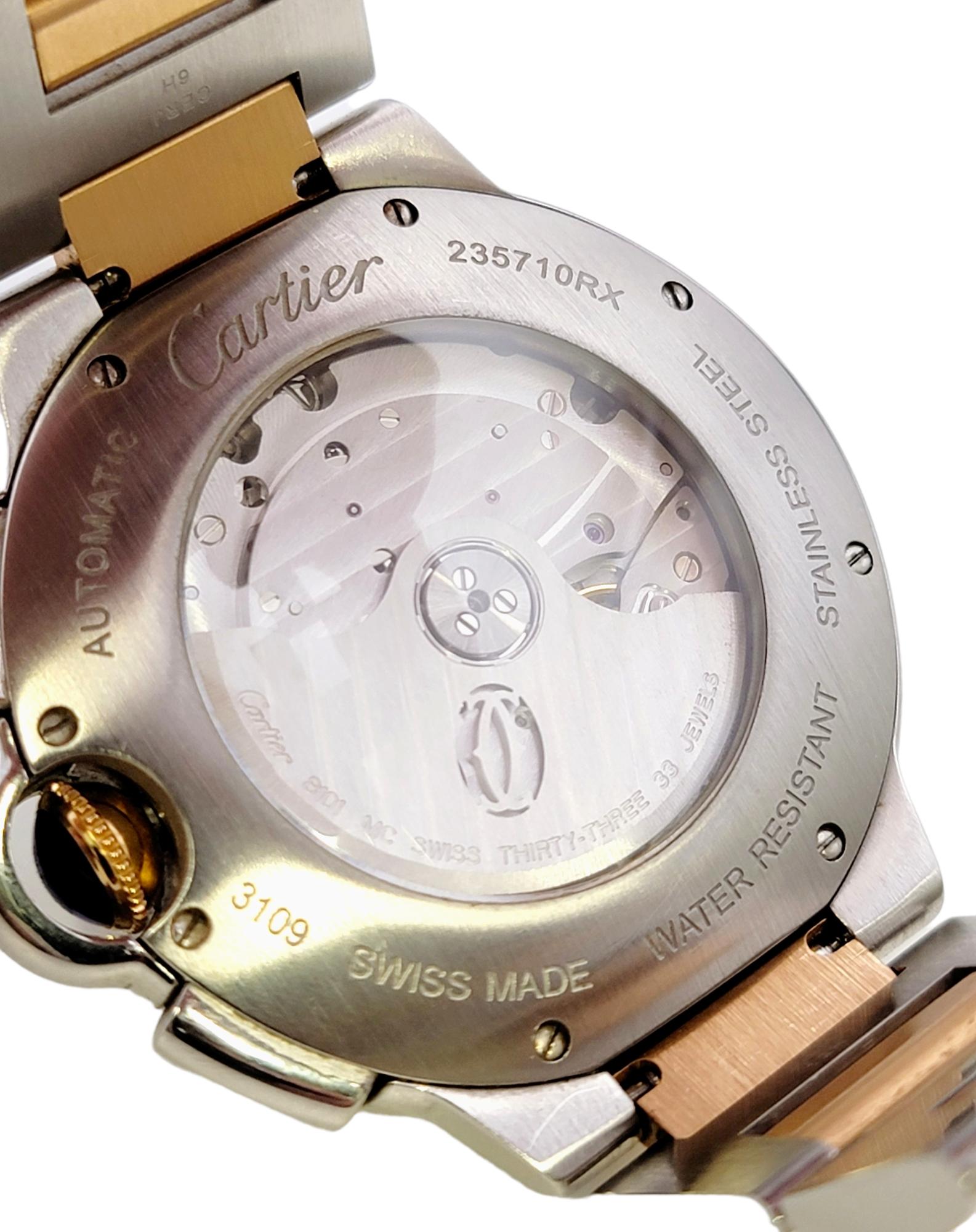 Contemporary Cartier Extra Large Ballon Bleu De Cartier Stainless Steel and Rose Gold Watch For Sale