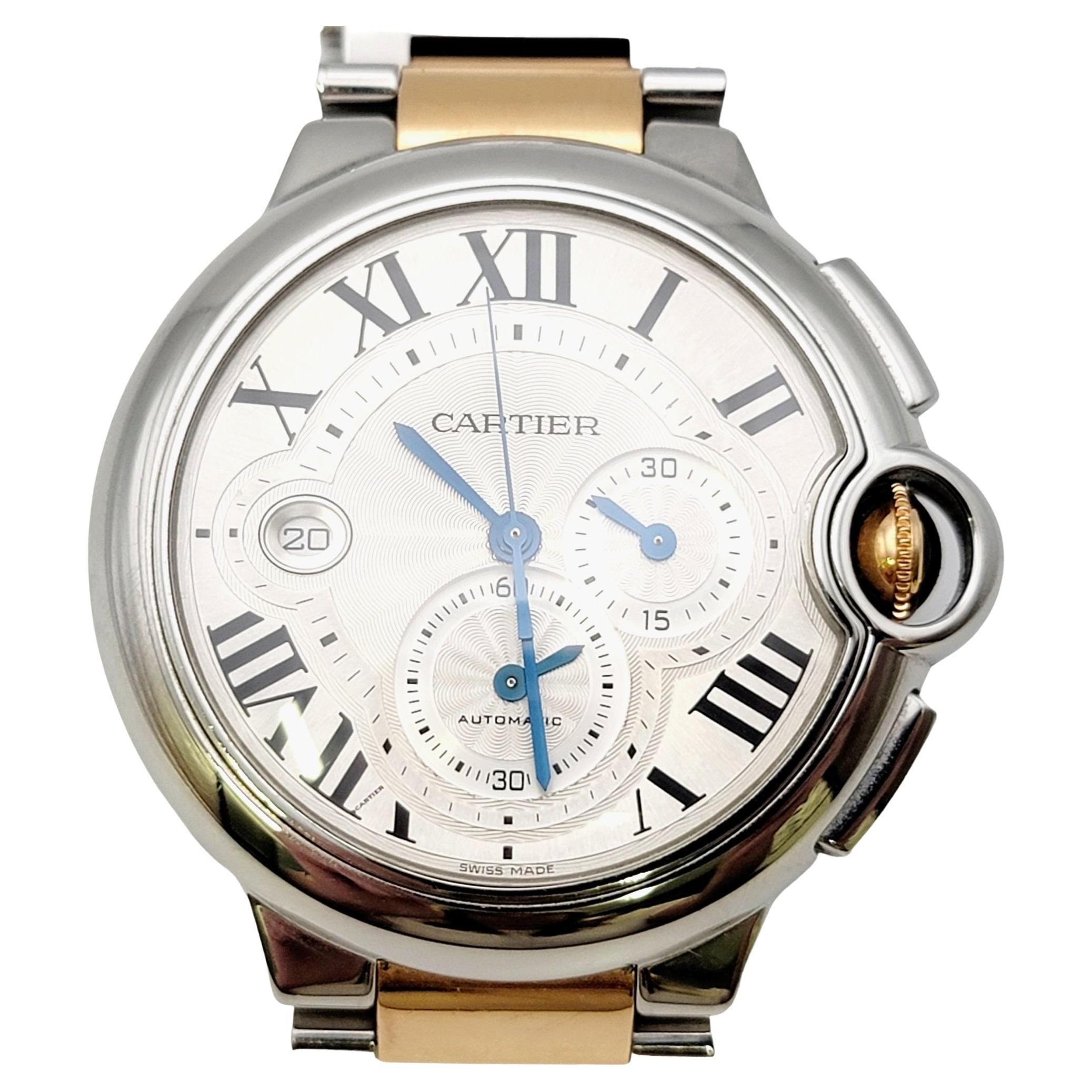 Cartier Extra Large Ballon Bleu De Cartier Stainless Steel and Rose Gold Watch For Sale