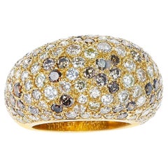 Cartier Fancy Color Diamonds Bombé Ring, Part of Matching Earrings, 18k