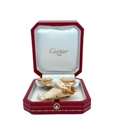 Cartier Fanned Ribbon Earring & Brooch Pin Set