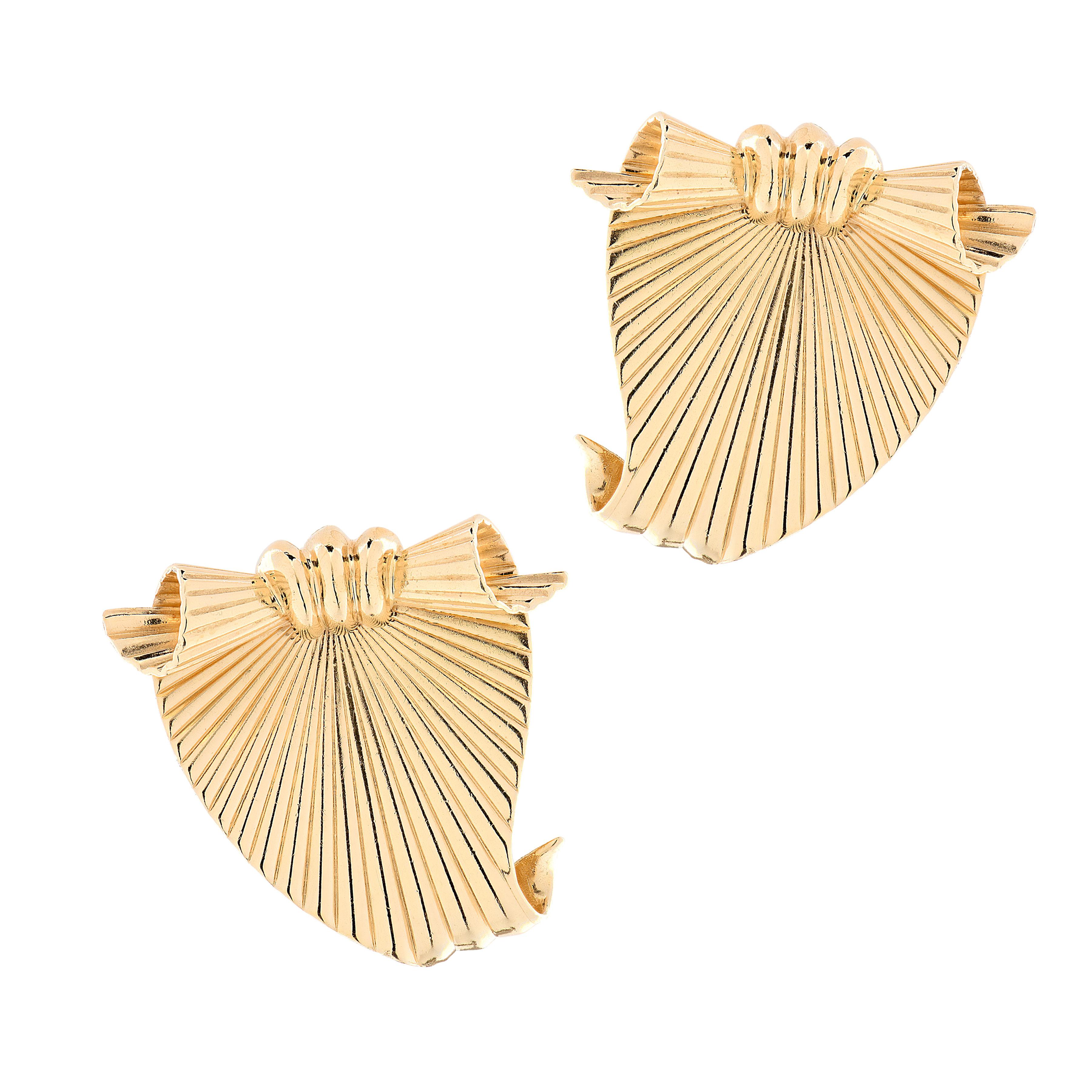 Ensemble de boucles d'oreilles et de broches à ruban en éventail de Cartier Pour femmes en vente