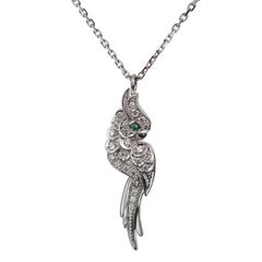 Cartier Fauna Flora Diamond 18k White Gold Bird Pendant Necklace