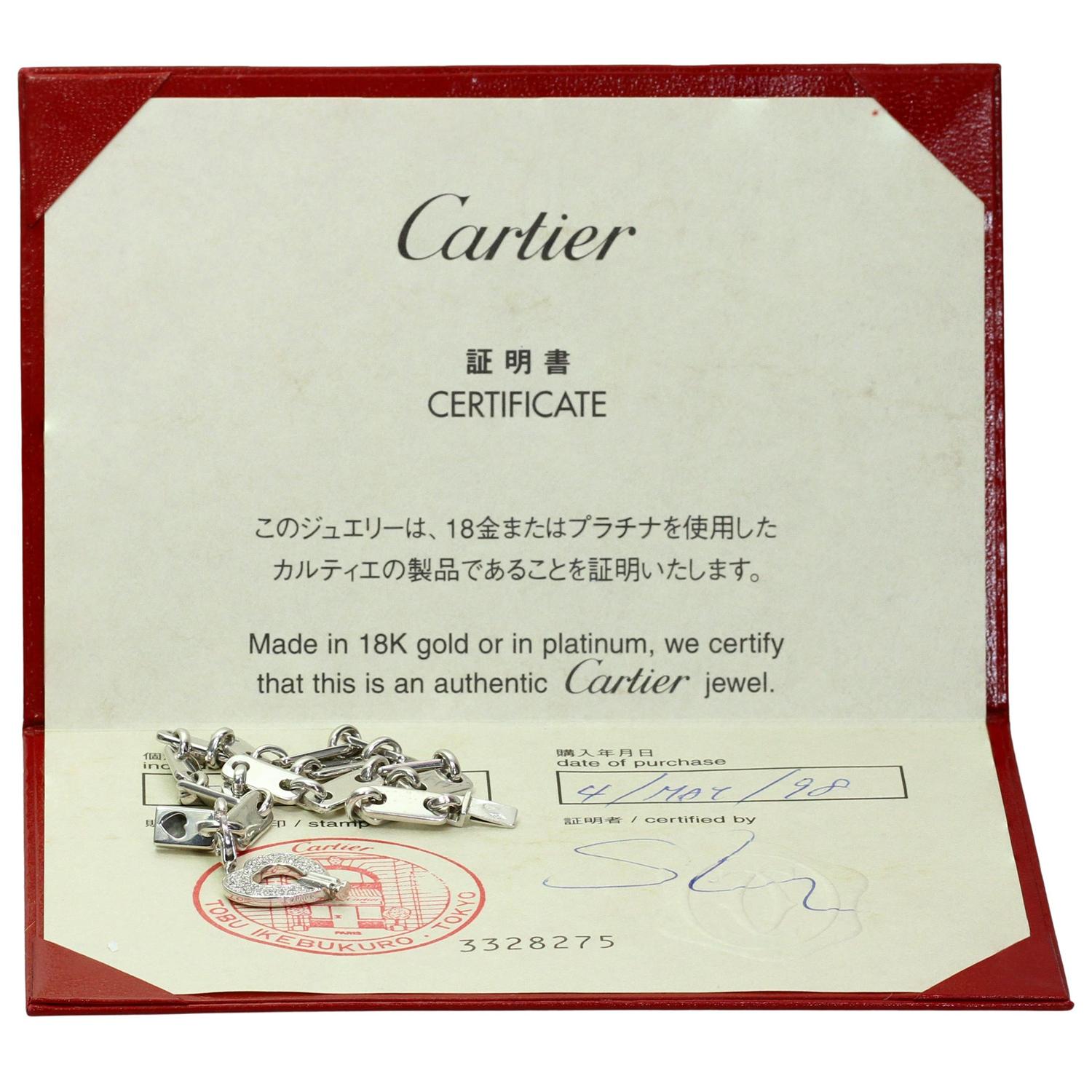 Cartier Bracelet à breloques cœurs Fidelity en or blanc et diamants Bon état - En vente à New York, NY