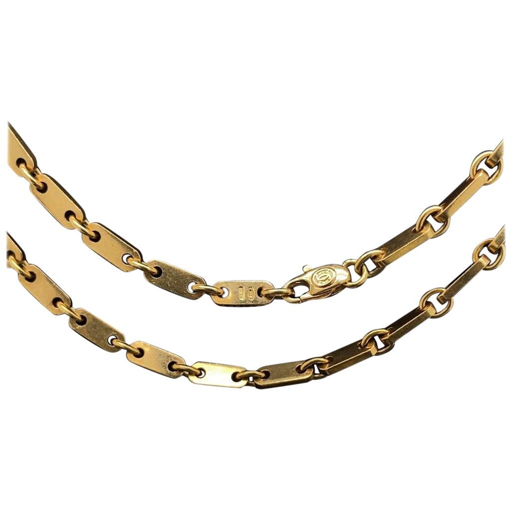 Cartier Fidelity Yellow Gold Key Bar Link Necklace Chain, Circa 1995