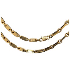 Cartier Fidelity Yellow Gold Key Bar Link Necklace Chain, Circa 1995