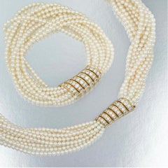 Cartier Parure collier et bracelet en perles de culture fines et diamants