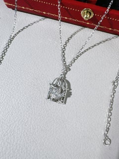 Cartier Fine Diamond and 18K White Gold Open Birdcage Charms Necklace