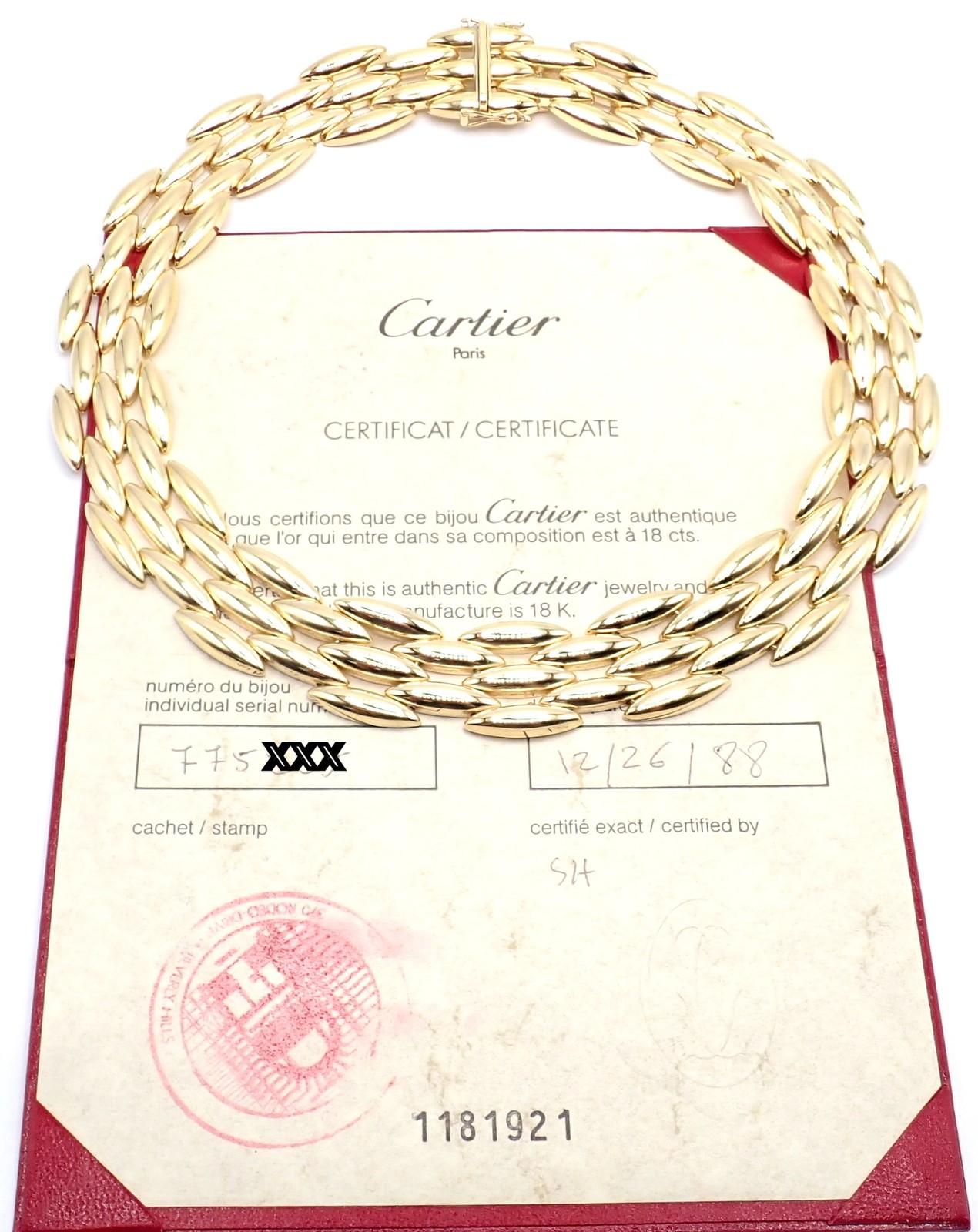 Cartier Five-Row Gentiane Rice Wide Yellow Gold Link Necklace In Excellent Condition For Sale In Southampton, PA