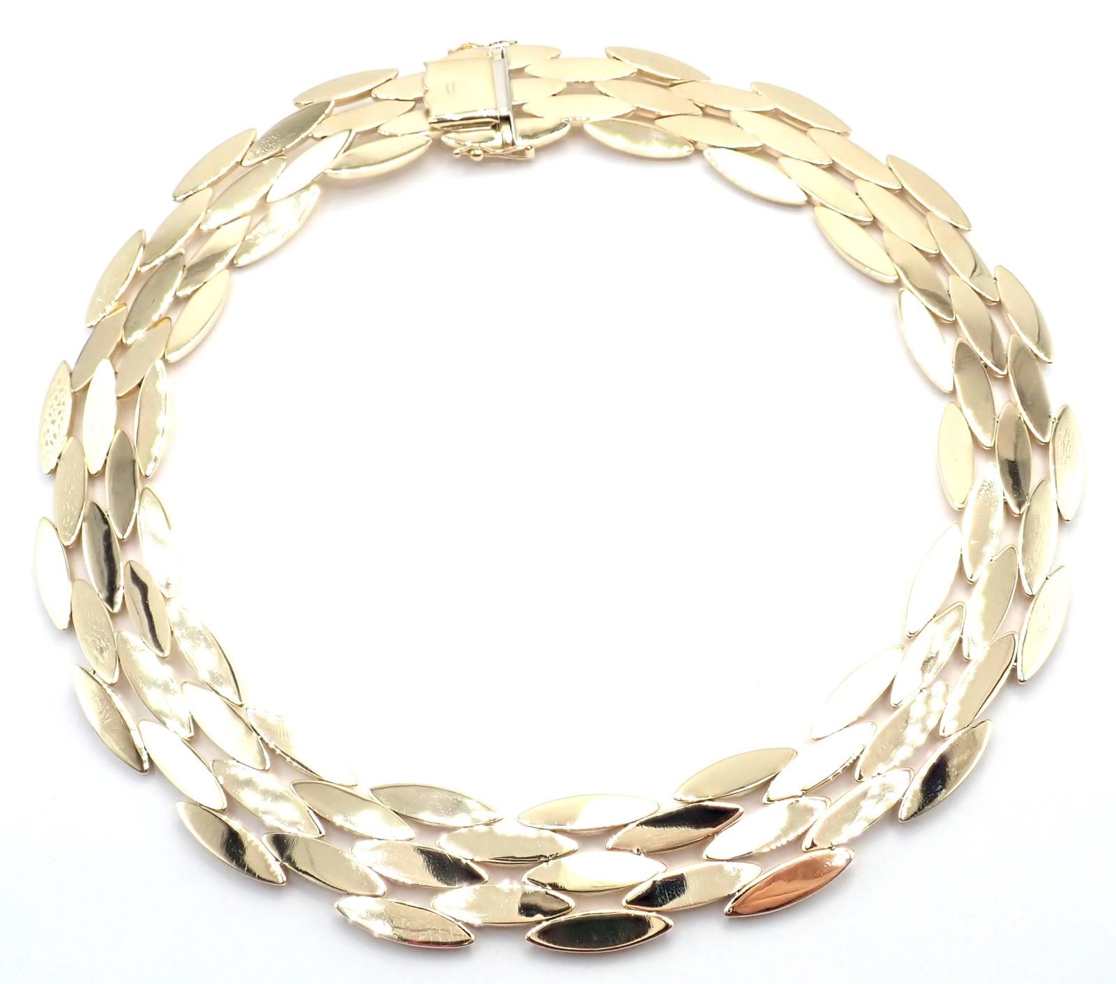 Women's or Men's Cartier Five-Row Gentiane Rice Wide Yellow Gold Link Necklace For Sale