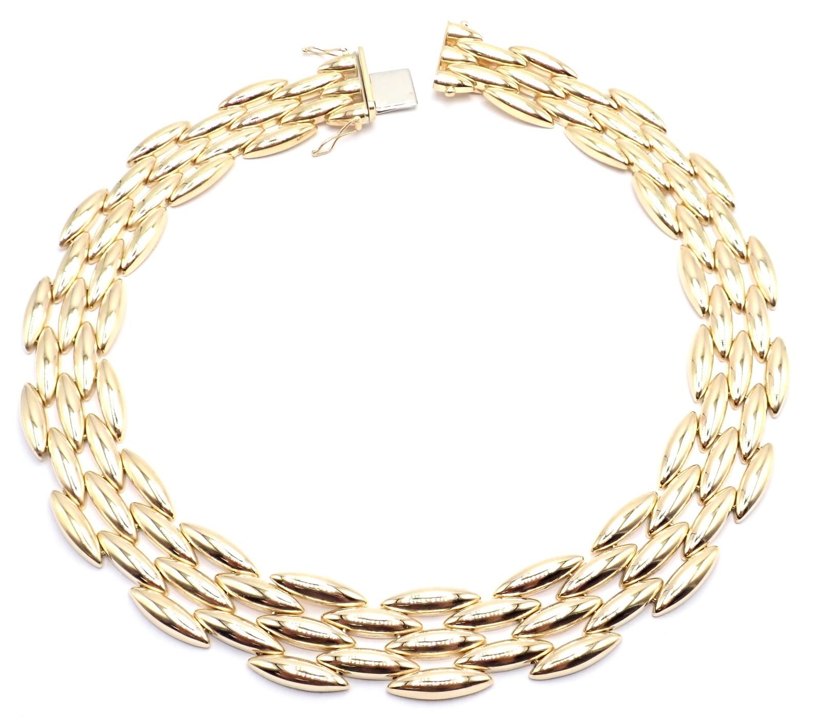 Cartier Five-Row Gentiane Rice Wide Yellow Gold Link Necklace For Sale 4