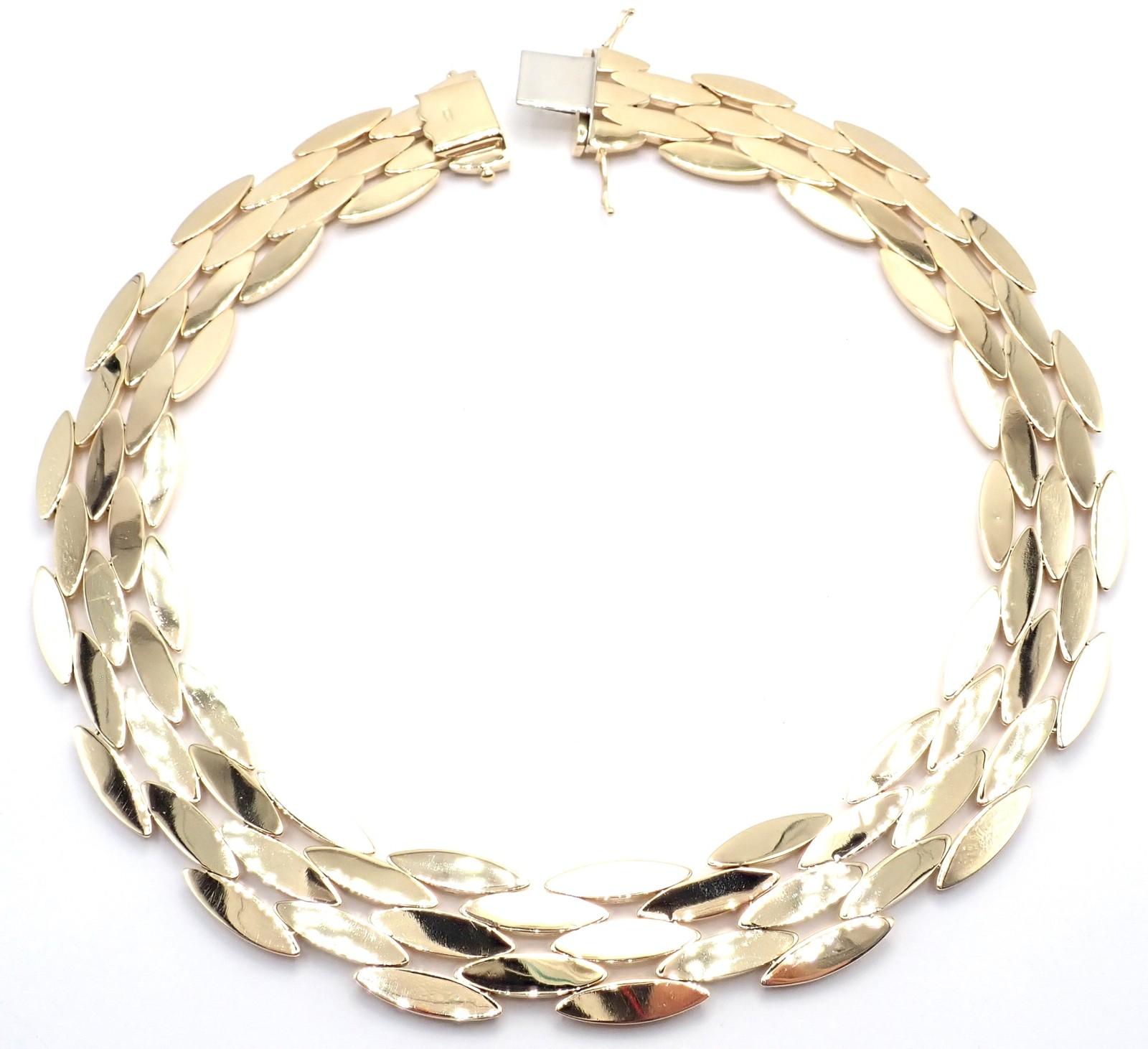 Cartier Five-Row Gentiane Rice Wide Yellow Gold Link Necklace For Sale 5