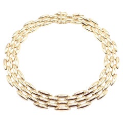 Cartier Collana a cinque file di genziane di riso in oro giallo a maglie larghe