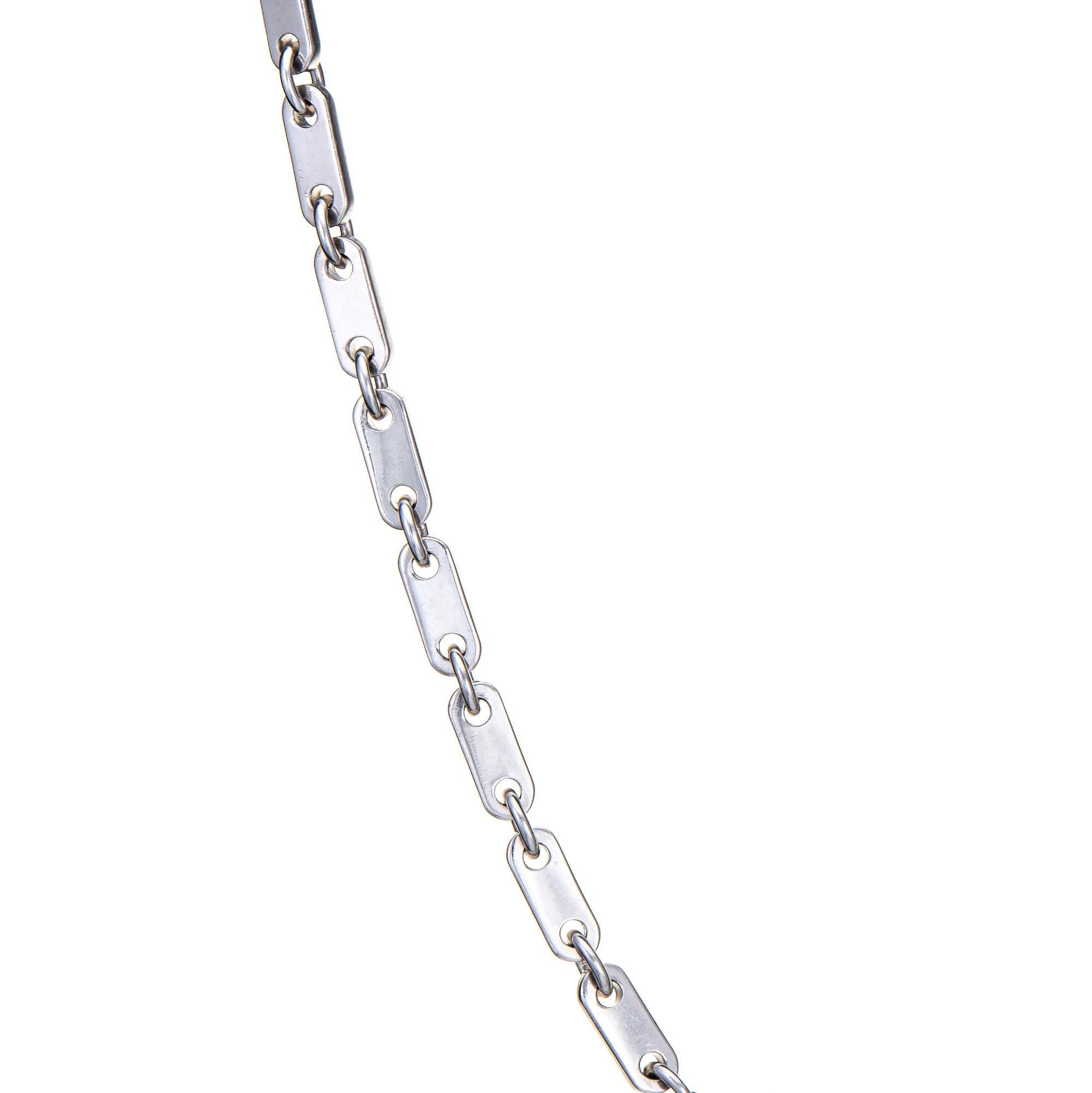 Vintage Cartier Fidelity bar link necklace crafted in 18 karat white gold.  

The flat link necklace is a Cartier classic, circa 1990s. Great worn alone or layered with your fine necklaces from any era. 

The necklace is in very good original