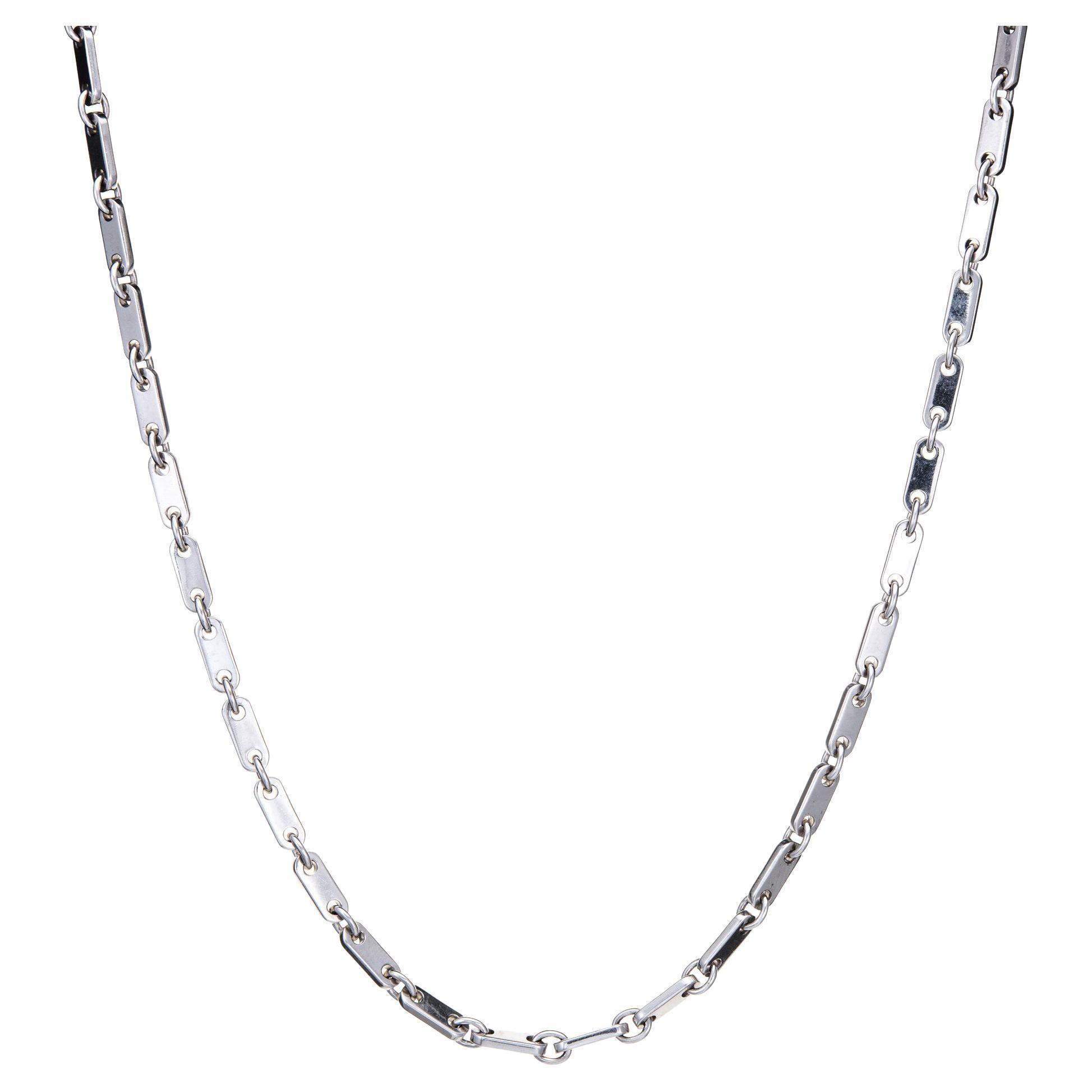 Cartier Flat Link Necklace 18k White Gold Chain Estate Signed Jewelry For Sale