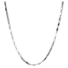 Cartier Flat Link Necklace 18k White Gold Chain Estate Signed Jewelry