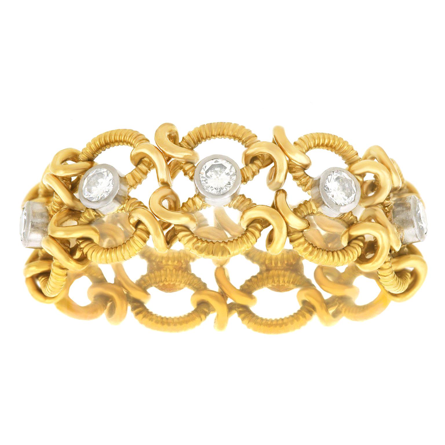 Cartier Flexible Diamond Band Ring 18 Karat Platinum, circa 1970s, French