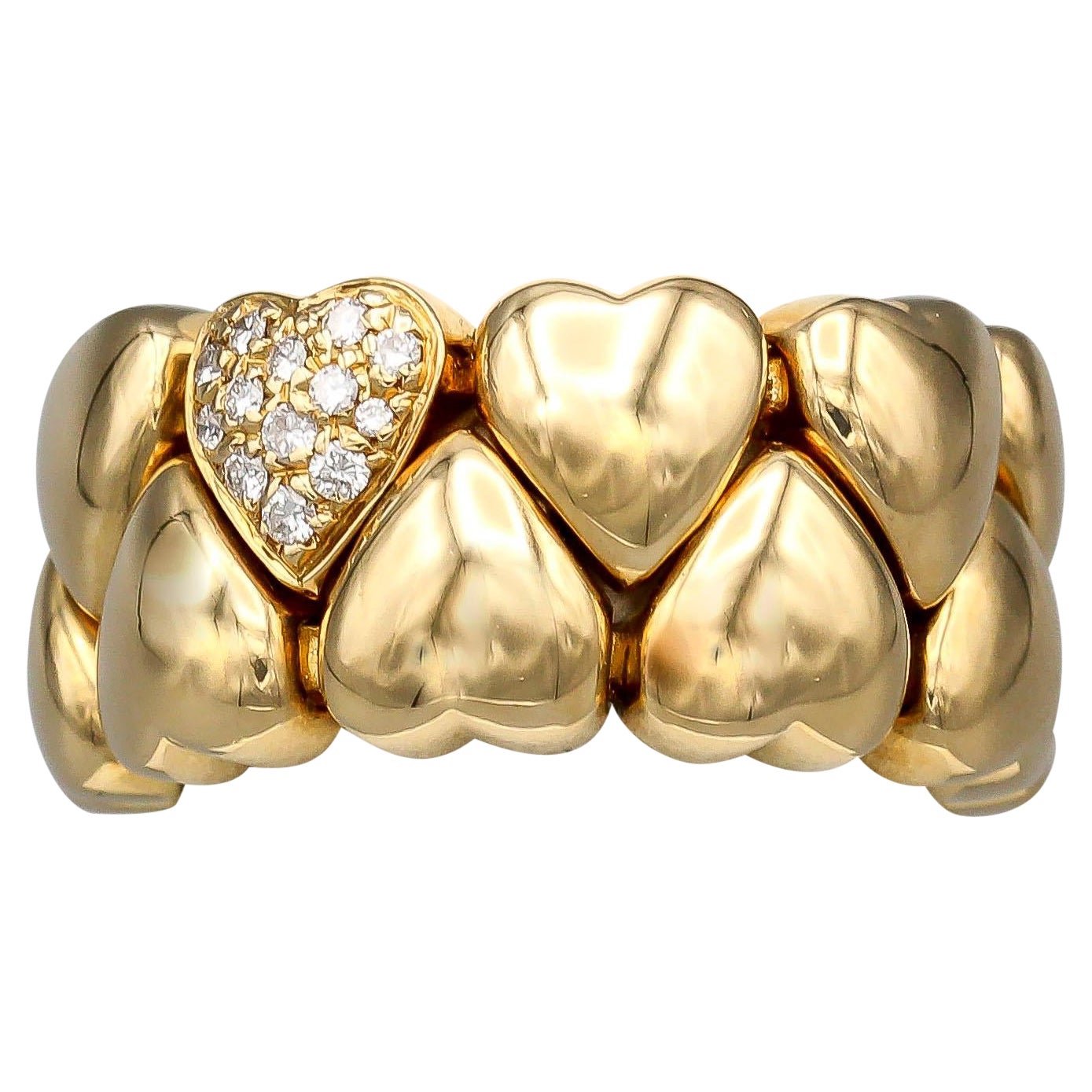 Cartier Flexibler Pave Diamant-Herz-Ring aus 18 Karat Gold