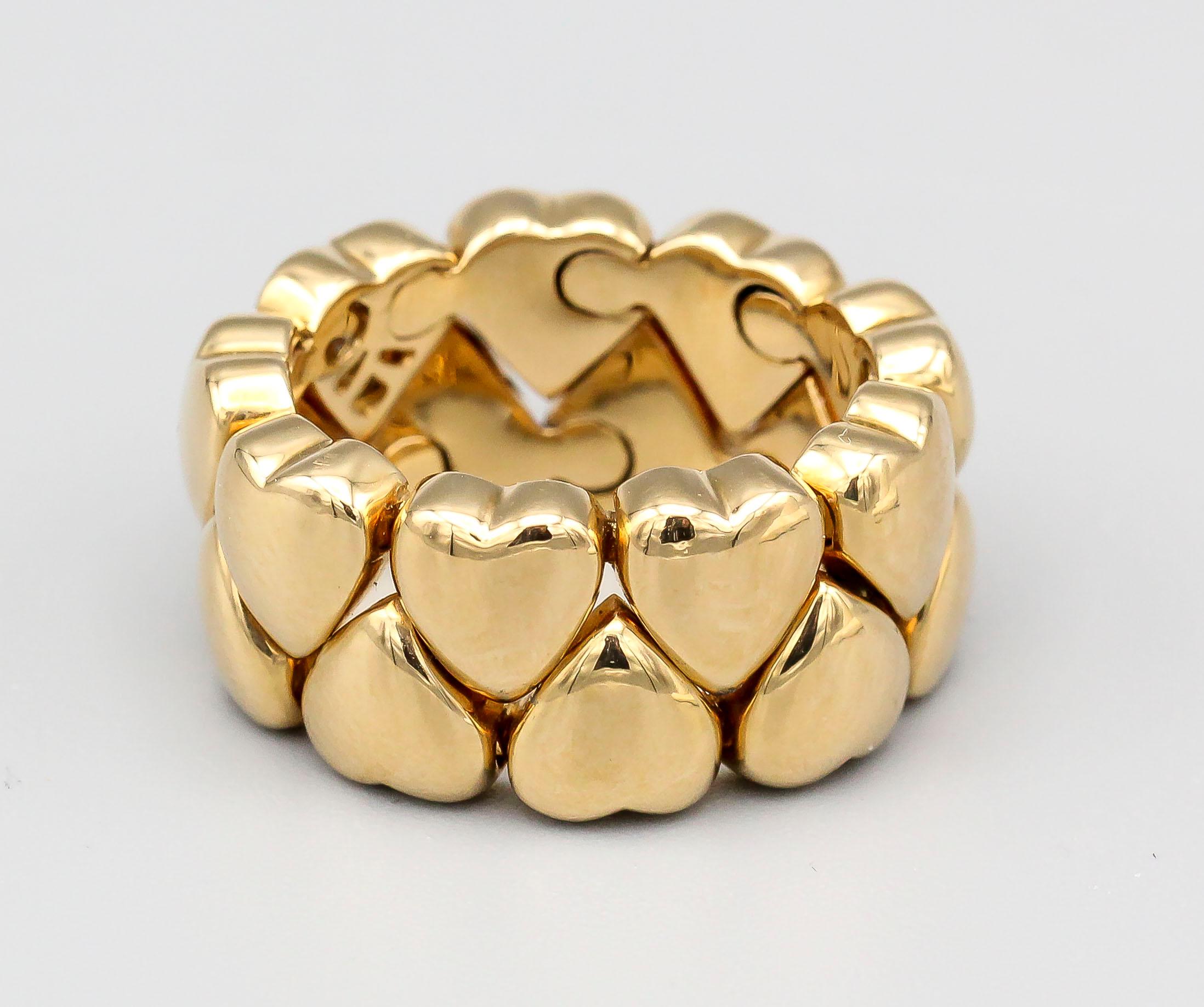 Cartier Flexibler Pave Diamant-Herz-Ring aus 18 Karat Gold (Rundschliff)