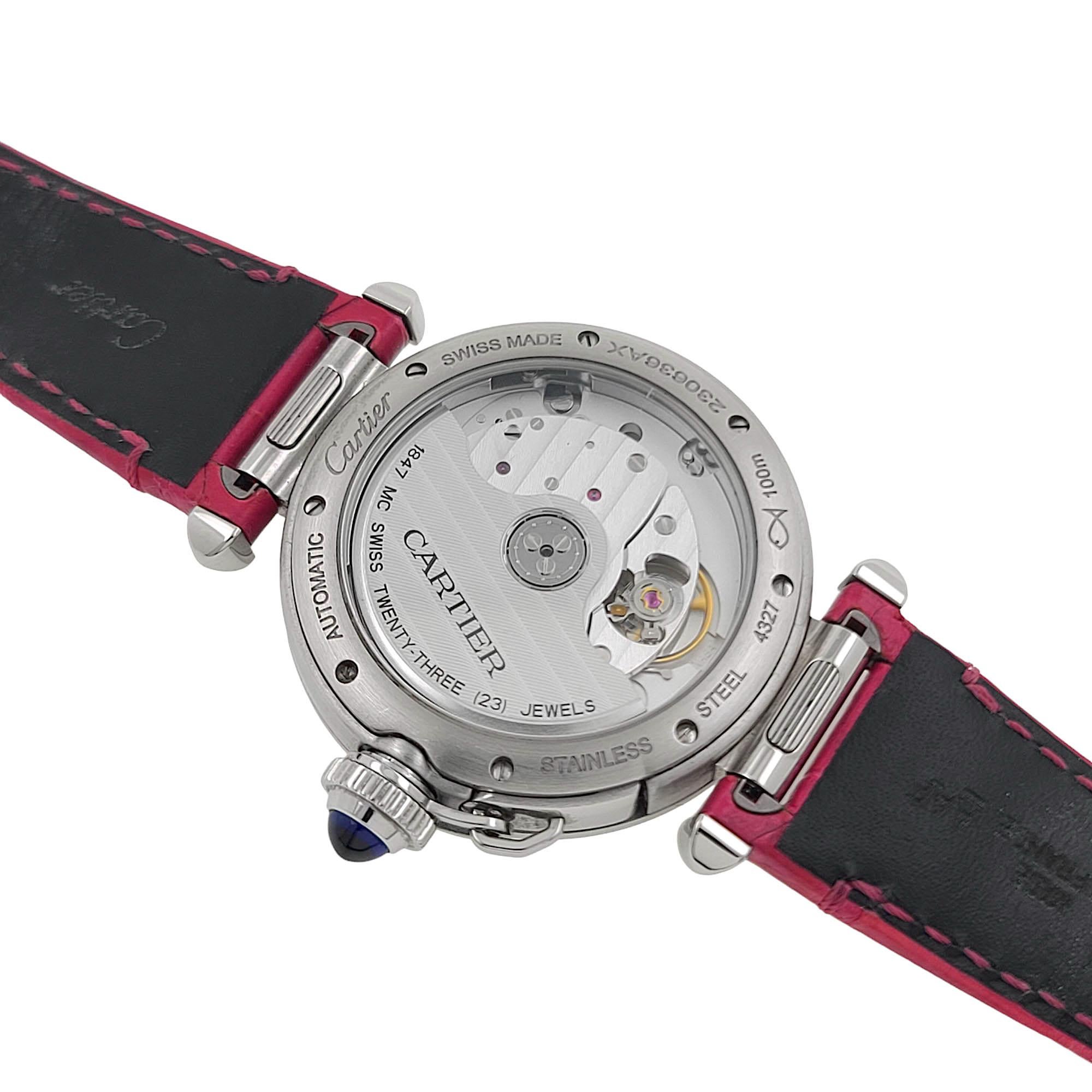 Cartier Flinque Dial Pasha de Cartier 4327 Automatic WSPA0012 Full Set In Excellent Condition In Neuilly-sur-Seine, IDF