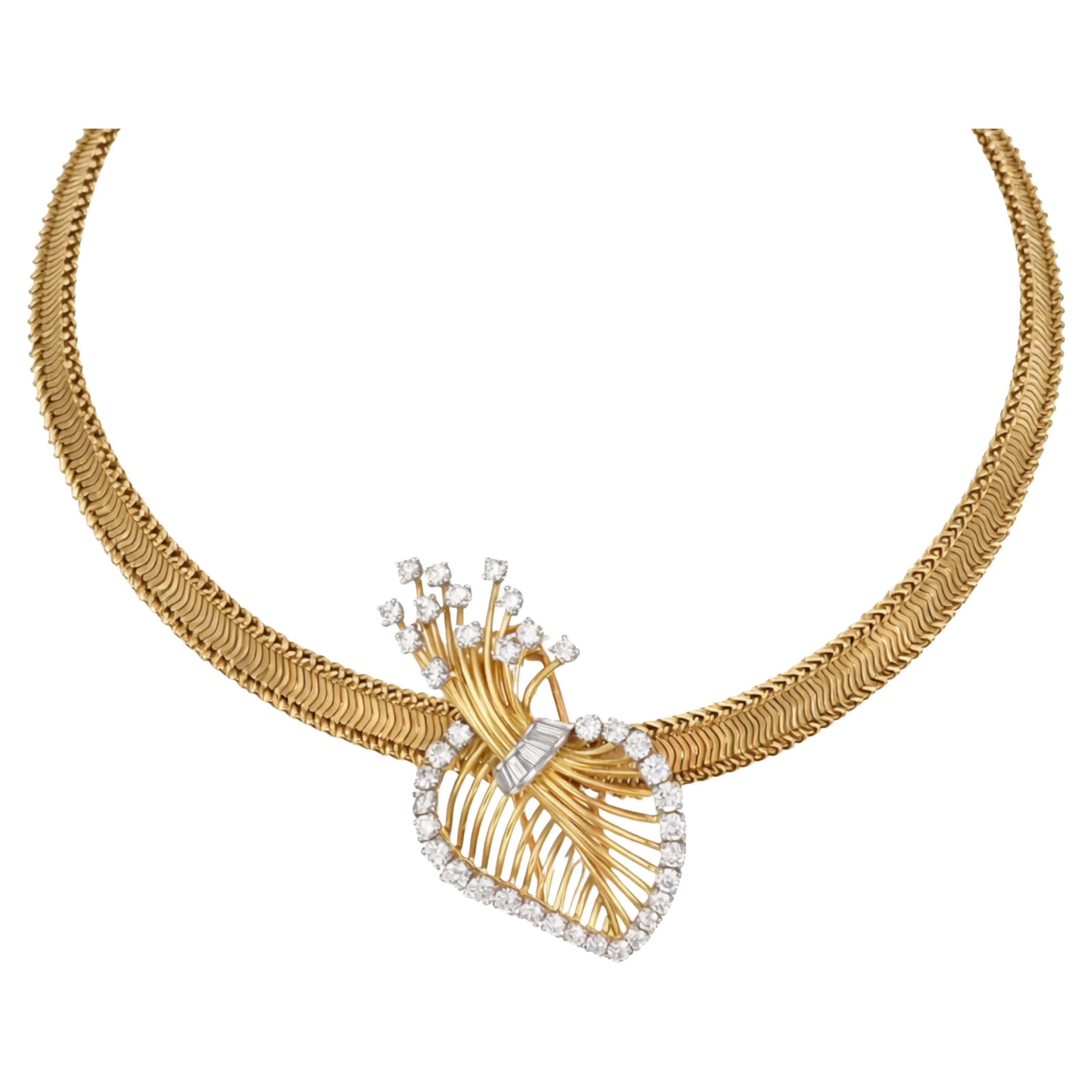 Collana con ciondolo floreale e diamante di Cartier, anni
40 circa