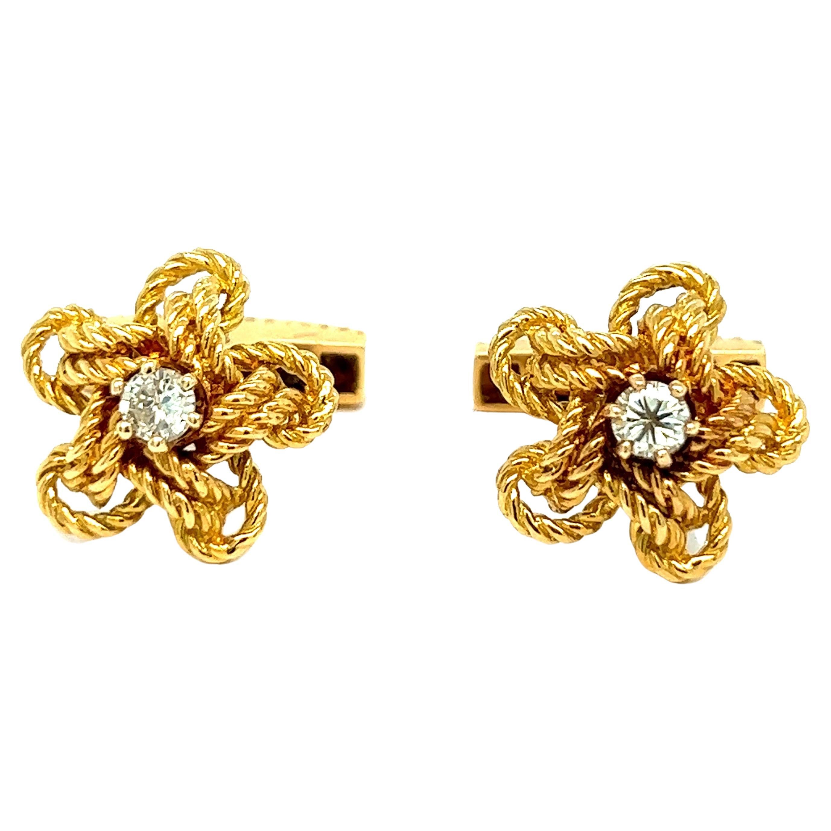 Cartier Flower Diamond Cufflinks