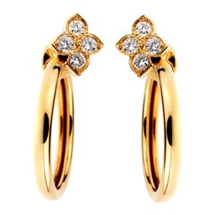 Cartier Flower Hoop Diamond Yellow Gold Earrings