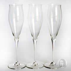 Cartier Fluted Champagne Glasses Tulip Barware 3pc Crystal Vintage Drinkware