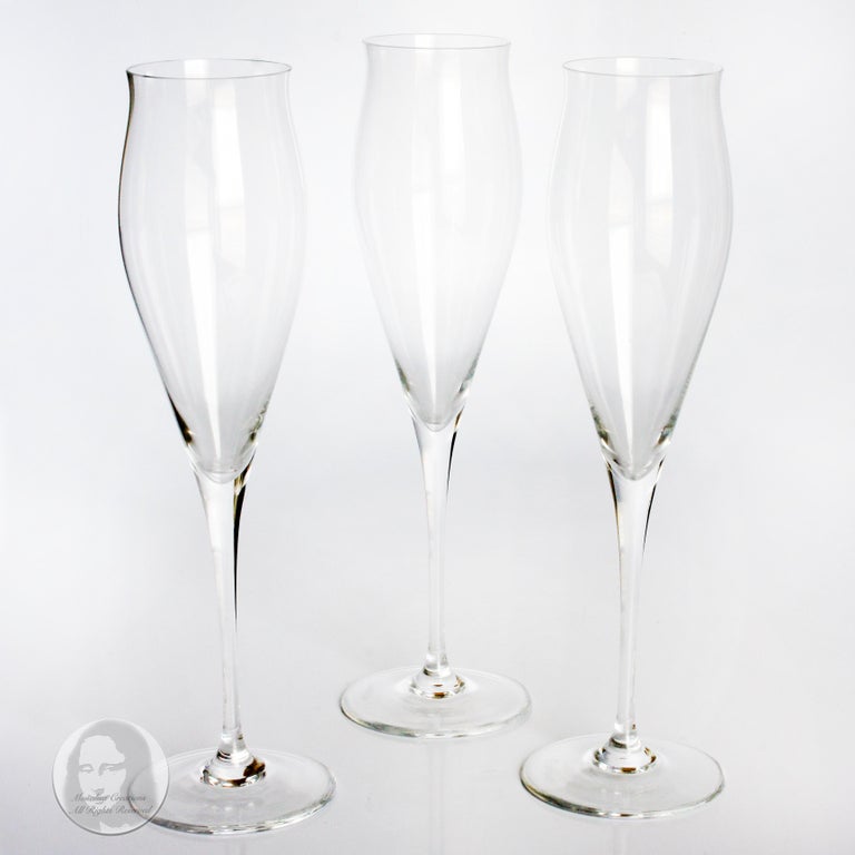 Cartier Fluted Champagne Glasses Tulip Barware 3pc Crystal Vintage