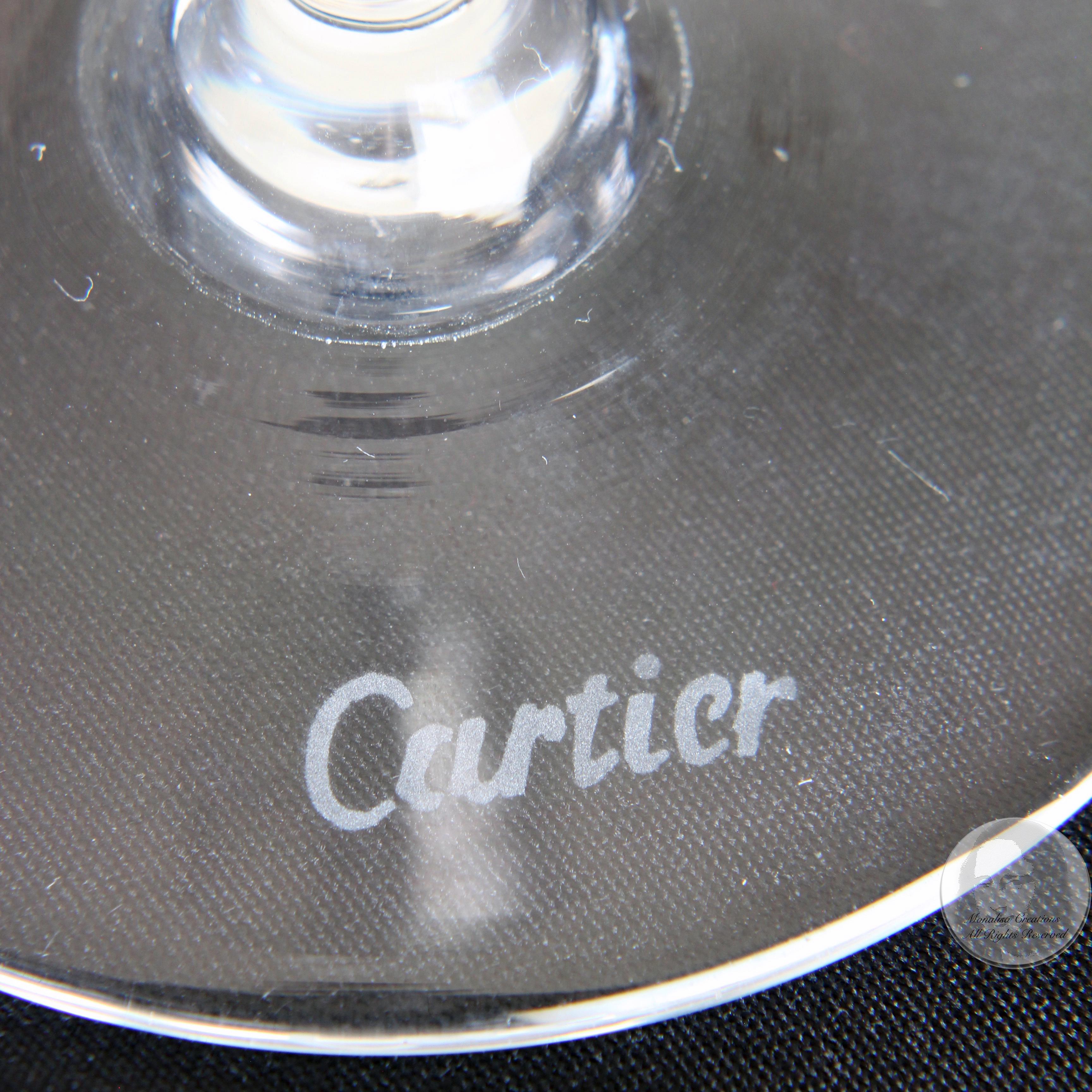 Cartier Fluted Champagne Glasses Tulip Barware 3pc Crystal Vintage Drinkware In Good Condition In Port Saint Lucie, FL