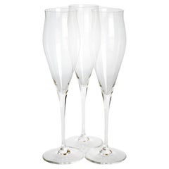 Cartier geriffelte Champagnergläser Tulpen-Bargeschirr 3 Teile Kristall Vintage Getränkegeschirr