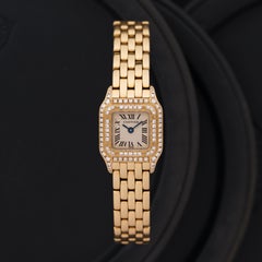 Vintage Cartier Panthère Mini Diamonds 18 Karat Yellow Gold Watch