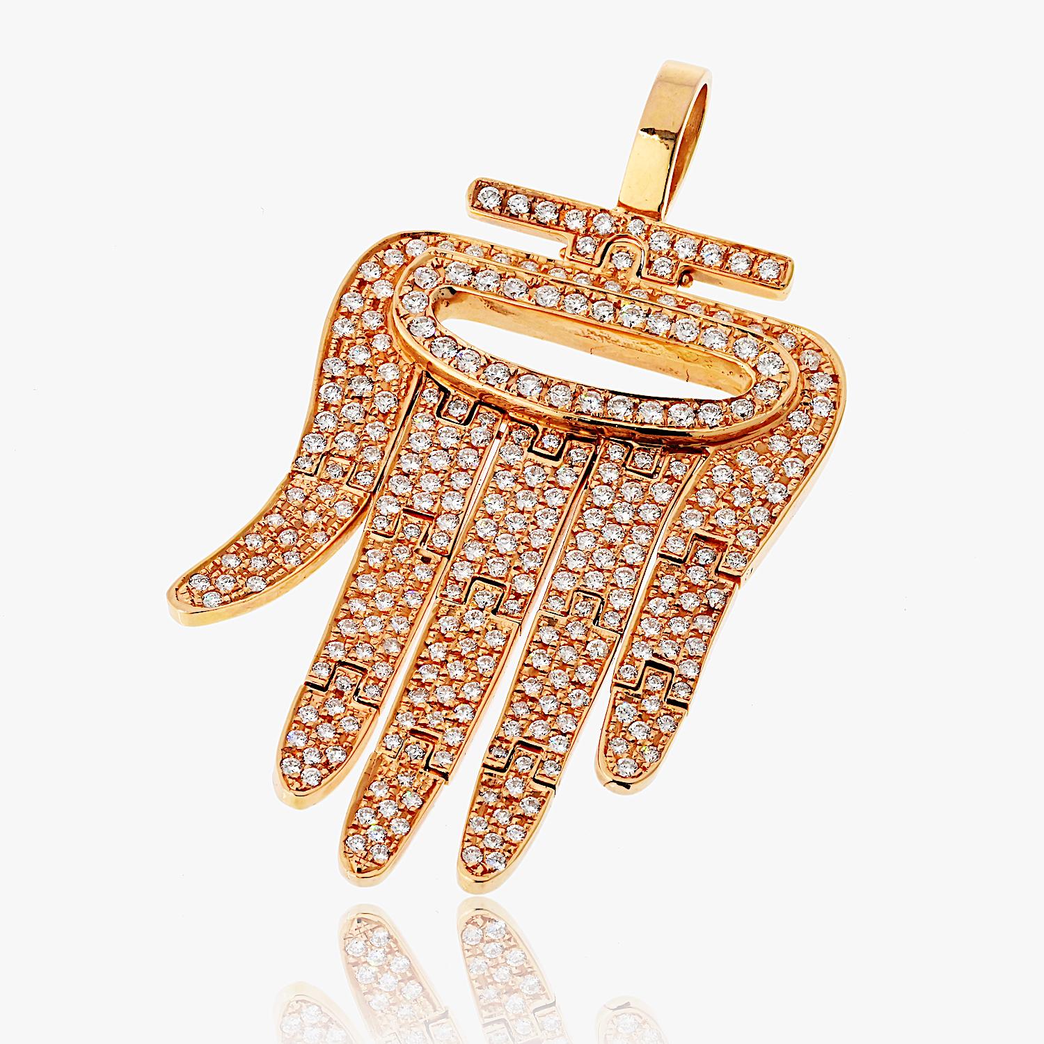 Moderno Cartier Ciondolo Hamsa in oro rosa 18 carati con diamanti incastonati e taglio rotondo in vendita