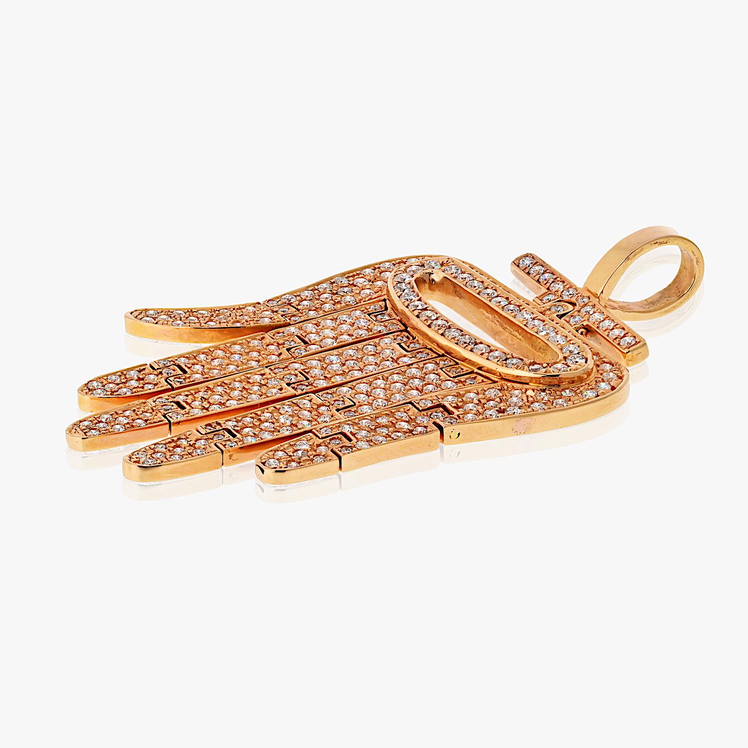 Donna Cartier Ciondolo Hamsa in oro rosa 18 carati con diamanti incastonati e taglio rotondo in vendita