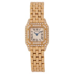 Vintage Cartier Panthère Mini Diamonds 18 Karat Yellow Gold Watch