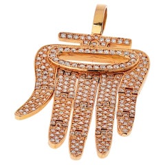 Cartier 18K Rose Gold Round Cut Pave Set Diamond Hamsa Pendant