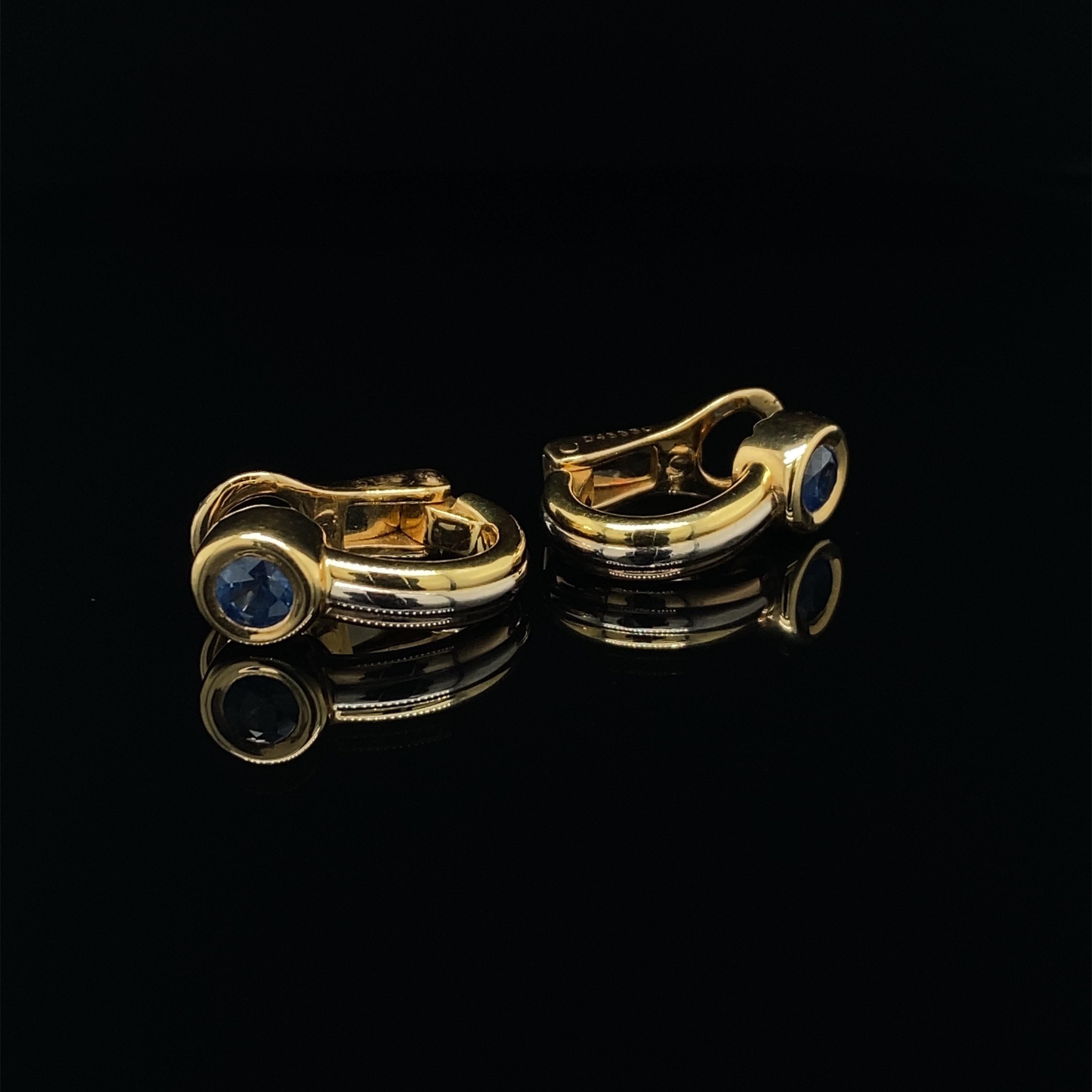 A pair of Cartier Forgorra vintage trinity sapphire 18 karat tri-gold earrings.

A beautiful pair of vintage Cartier earrings from the mid 1990's 'Forgorra' collection, crafted in three tone 18 karat yellow, white and rose gold, the rounded clips