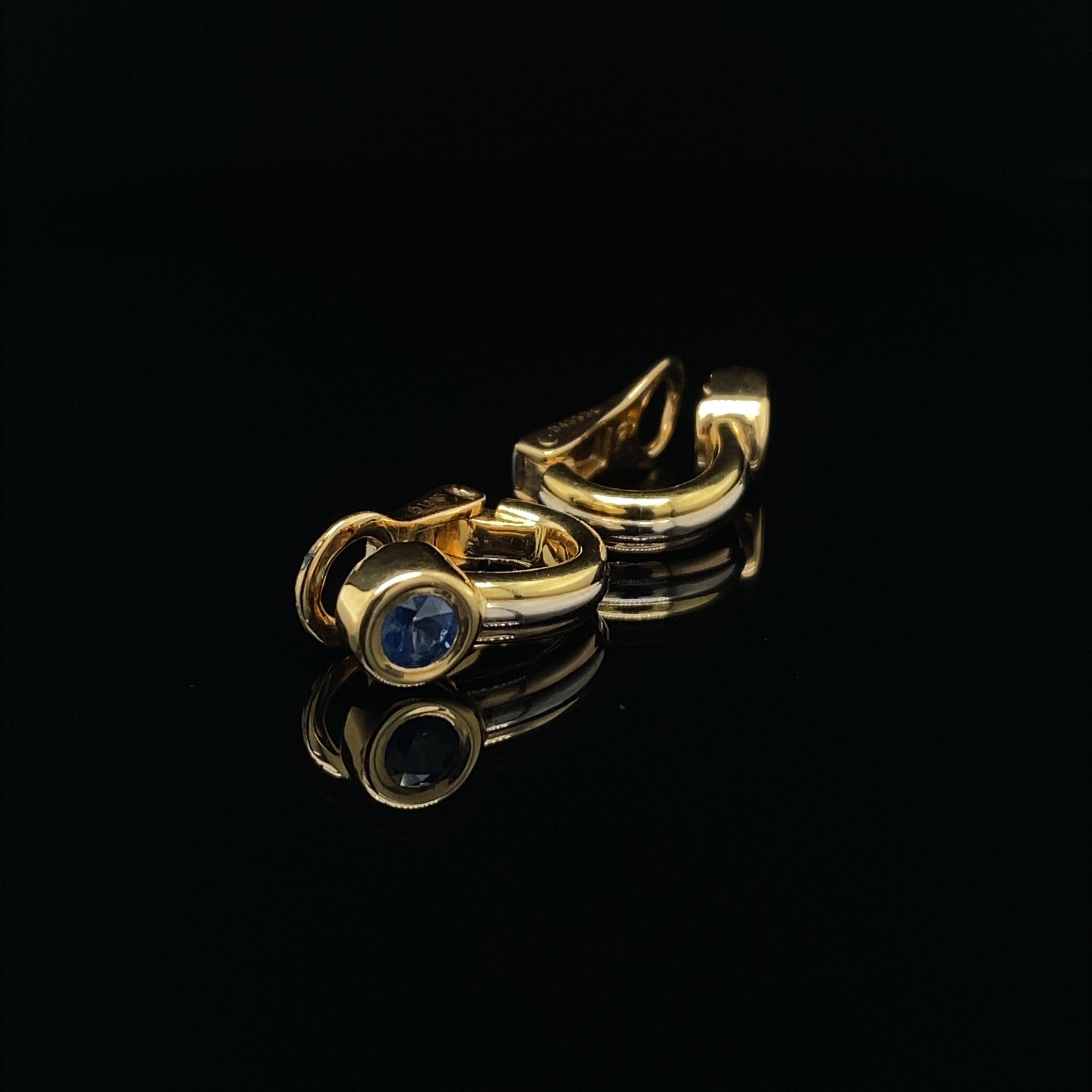 Women's or Men's Cartier Forgorra Vintage Trinity Sapphire 18 Karat Tri-Gold Earrings