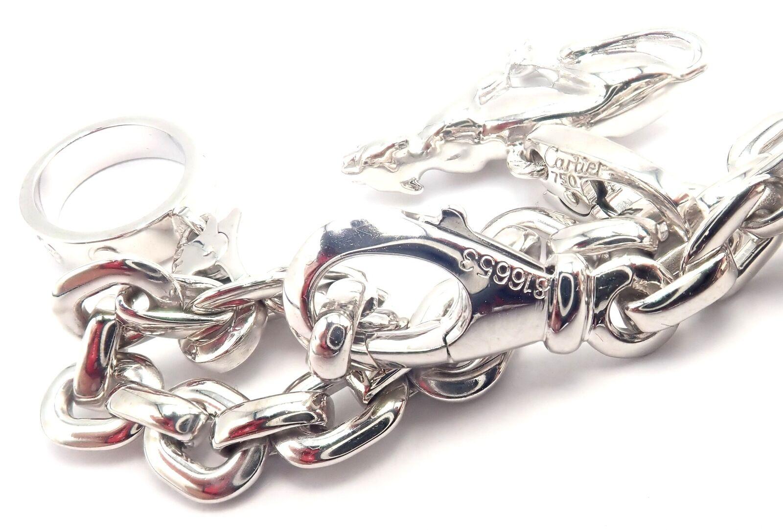 Cartier Four Charm Airplane Baby Love Panther Gift Box White Gold Link Bracelet For Sale 6