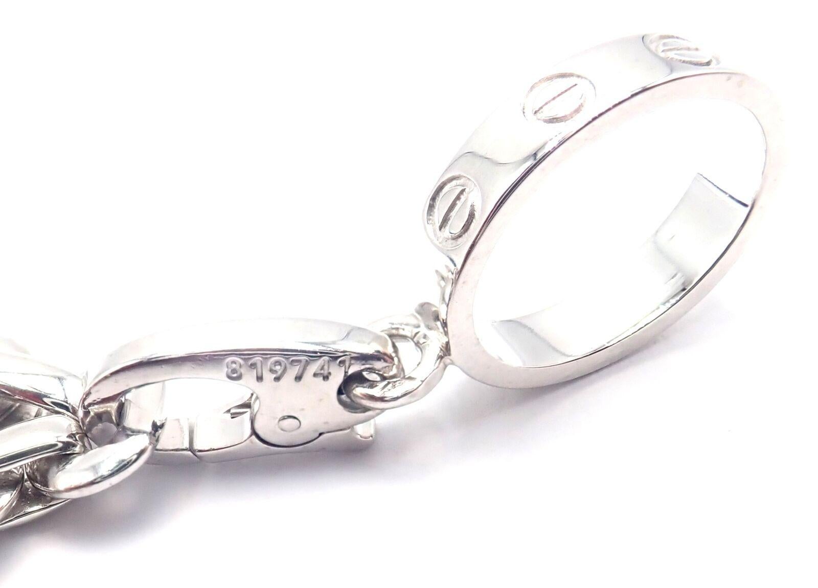 Cartier Four Charm Airplane Baby Love Panther Gift Box White Gold Link Bracelet In Excellent Condition For Sale In Holland, PA