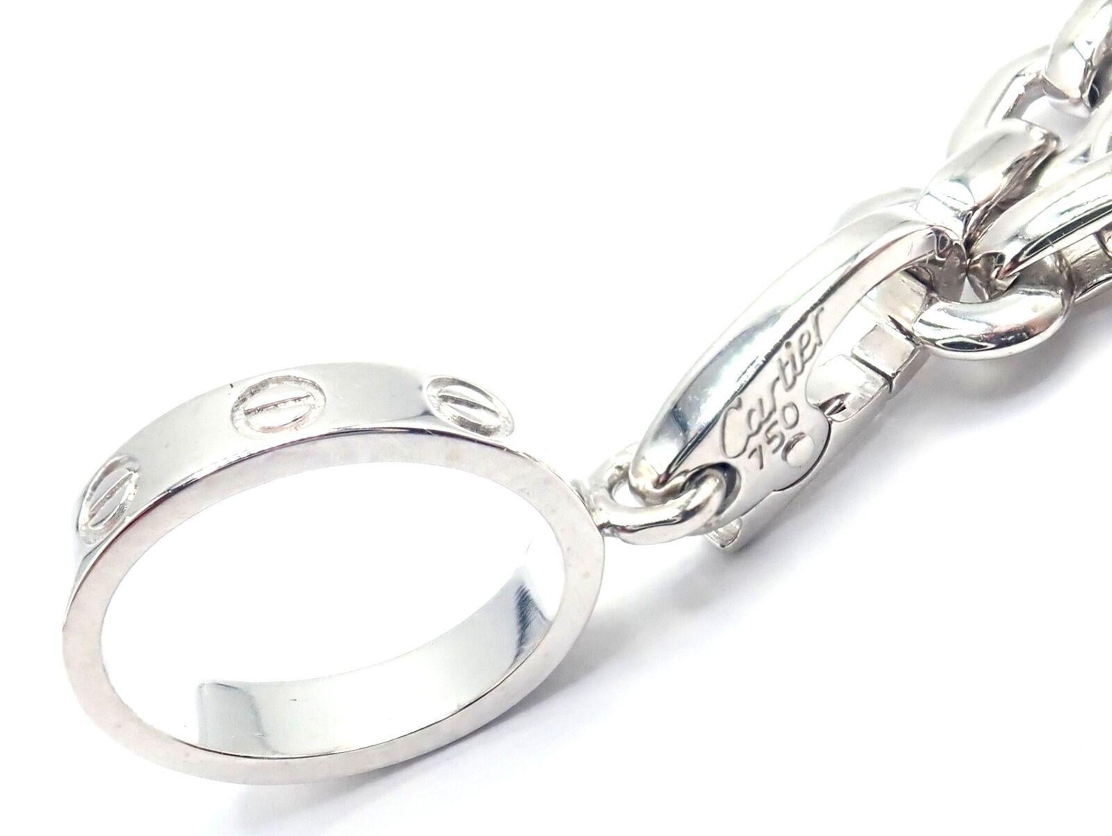 Women's or Men's Cartier Four Charm Airplane Baby Love Panther Gift Box White Gold Link Bracelet For Sale